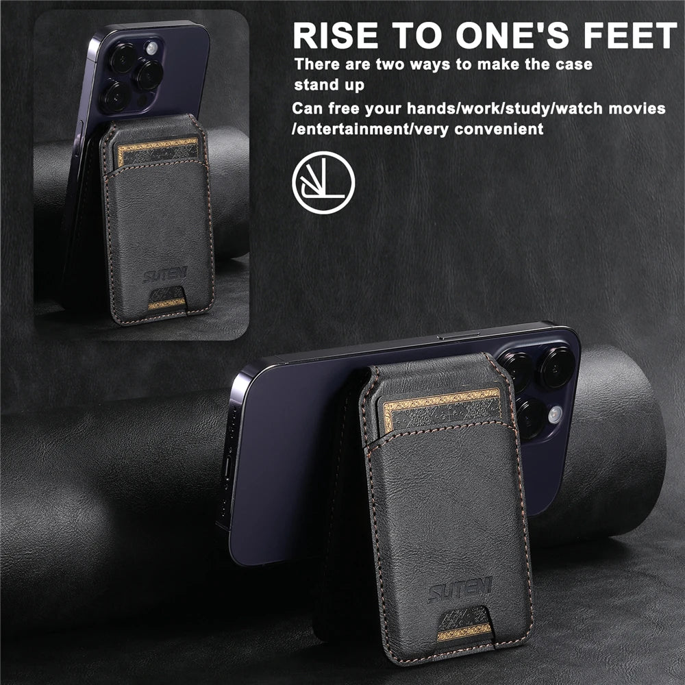 Leather Magnetic Wallet With Card Holder For iPhone 16 Pro Max 15 14 13 12 11