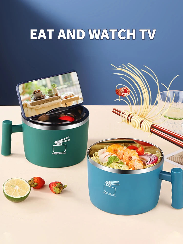 Stainless Steel Bowl With Lid For Instant Noodles
