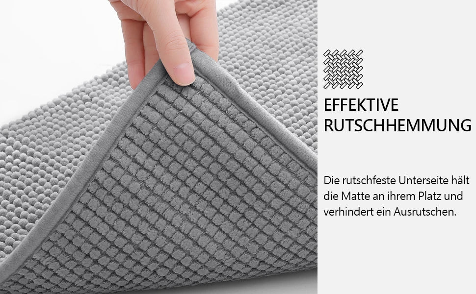 Kitinjoy Chenille Non-slip Washable Quick Drying Bath Mat