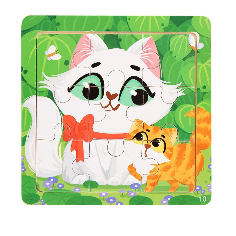 11x11cm Wooden 3d Cartoon Puzzle