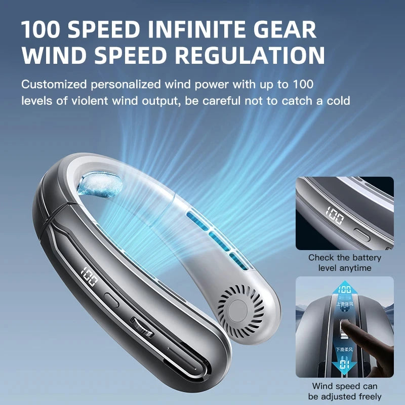 Xiaomi 8000mAh USB Rechargeable LED Digital Display Neck Fan
