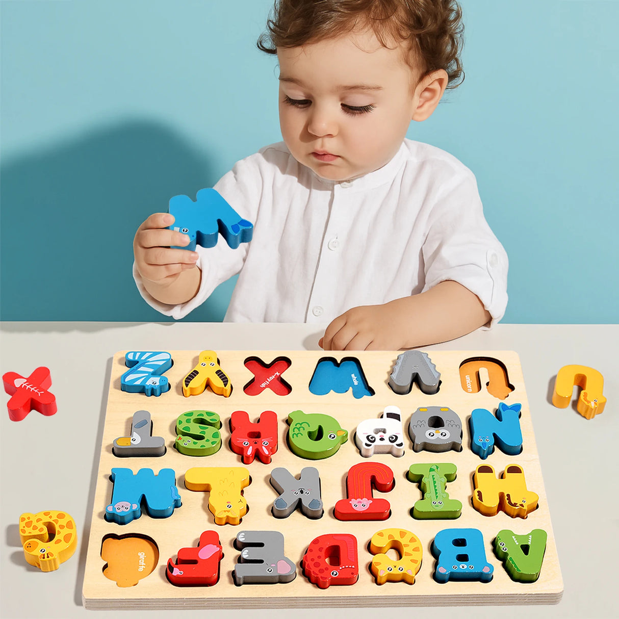 3D Colorful Montessori Wooden Alphabet Number/Puzzle
