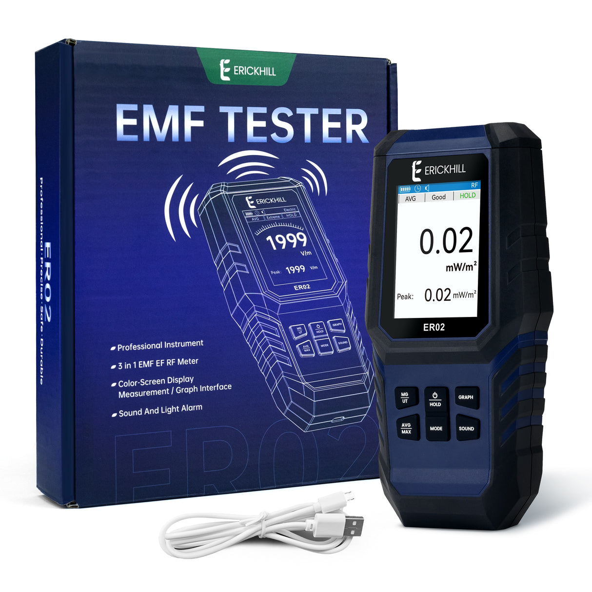 Rechargeable EMF Meter Electromagnetic Field Radiation Detector.