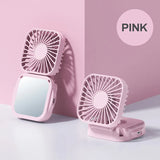 500mAh USB Rechargeable Handheld Portable Fan with Mirror