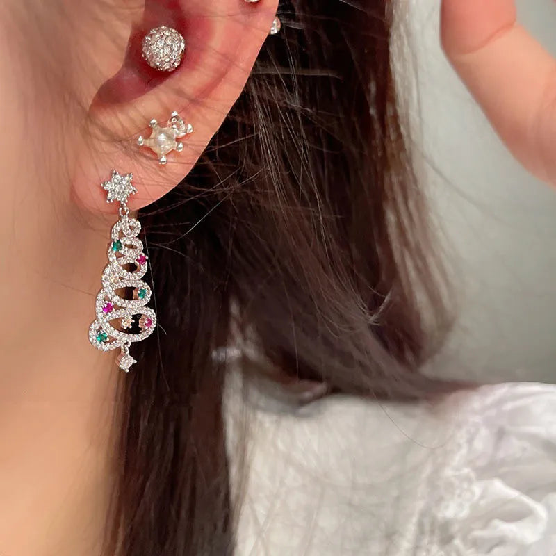 Women's Fashion Zircon Christmas Earrings.