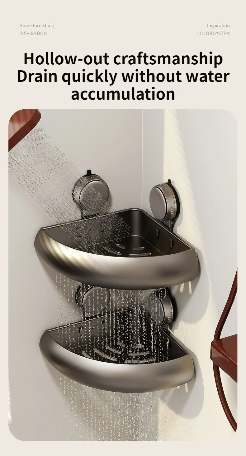 Wall-Mounted Triangle Suction Cup Bathroom Organizer