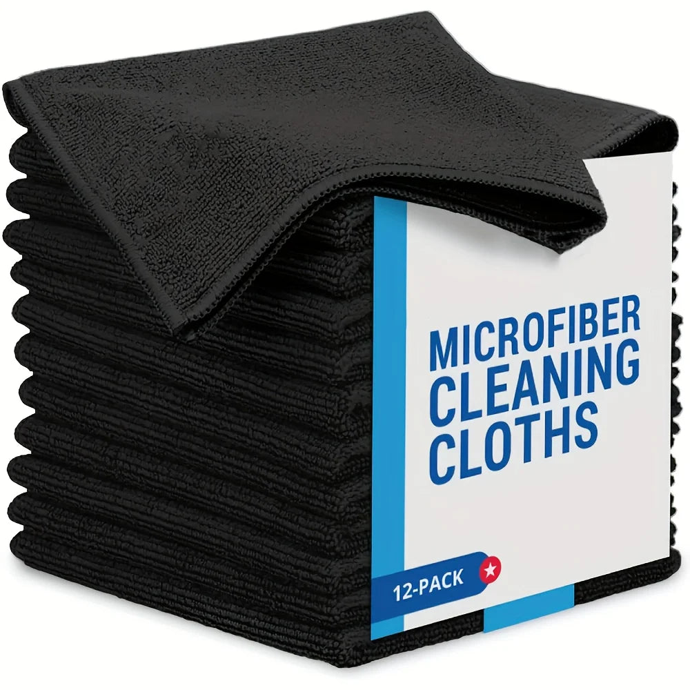 Durable Reusable Polyester Black Microfiber Kitchen Cleaning Cloths