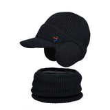 Men Or Women's Knitted Neck Scarf And Hat With Extra Ear Protection