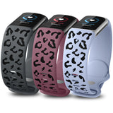 Wearlizer 3 Packs Two-Tone Leopard Engraved Soft Silicone Band for Fitbit Charge 5 Or 6