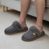 Evshine Women's Fur Plush Warm Slippers With Rubber Soles