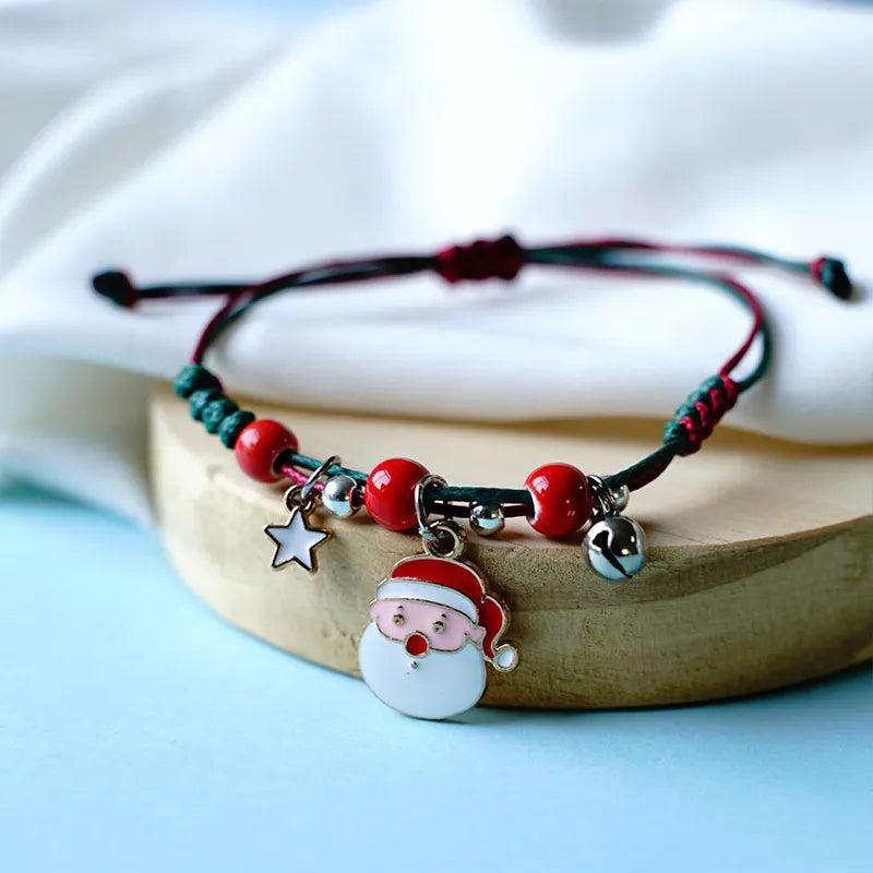 Christmas Pendant Charm Bracelet With Adjustable Rope.