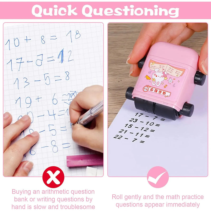 Reusable Math Roller Teaching Stamp With 100 Fill In The Blank Combinations.