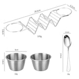 Stainless Steel Taco Holder Set With 2 Sauce Cup Holder