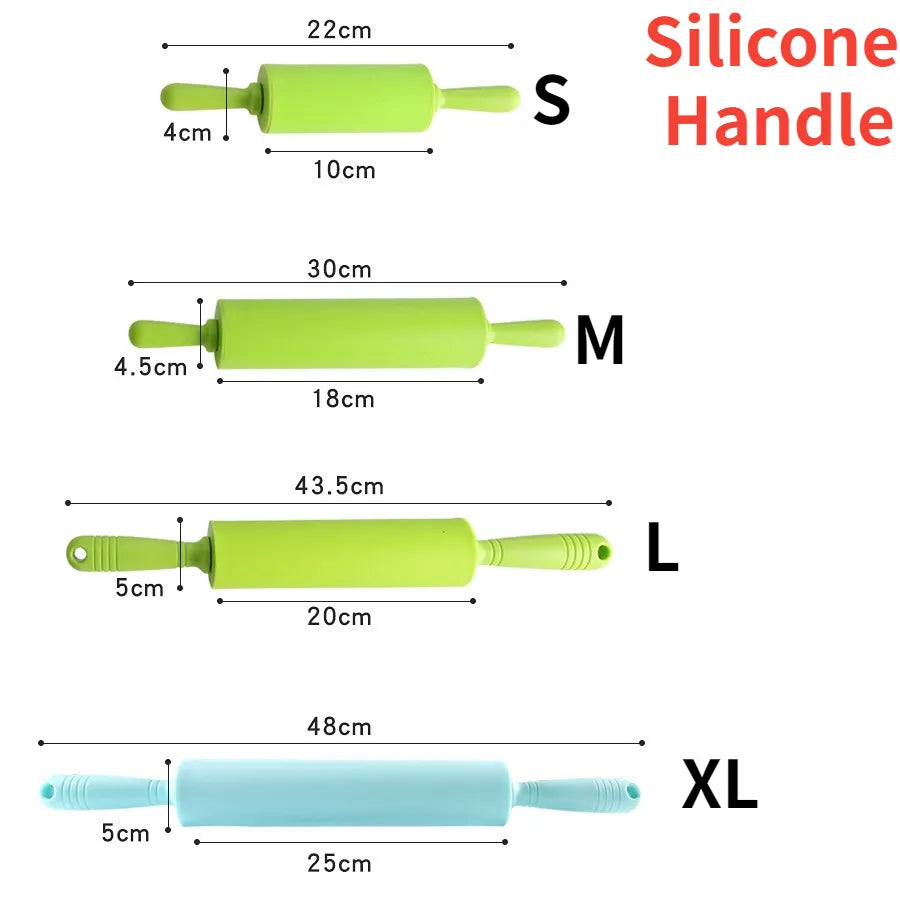 Silicone Non-Stick Rolling Pin With Plastic OR Wooden Handle. Pas