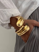 DIEZI Metal Gold Color Leaves Bangle