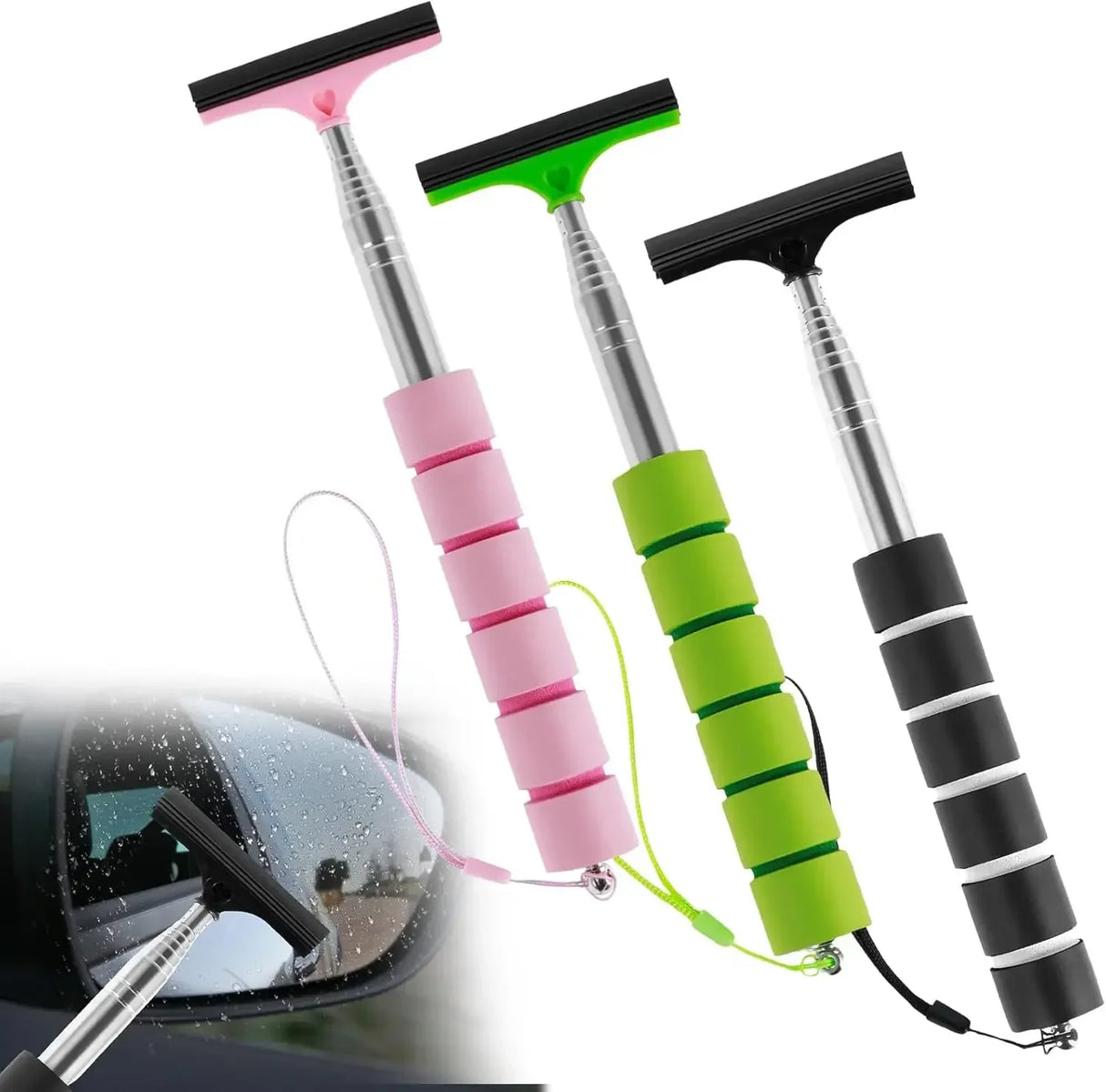 Retractable Rubber Rearview Mirror Squeegee
