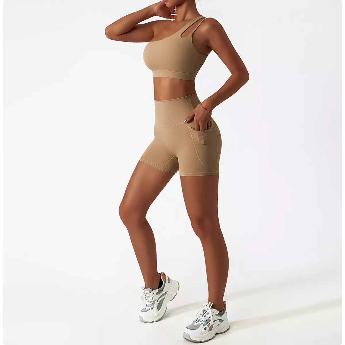 Single Strap, Stretchy Sports Bra With Pads