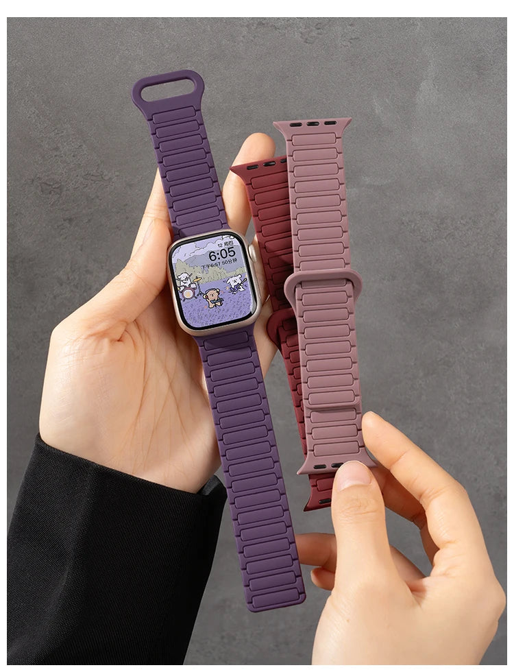 Silicone Magnetic  Strap for Apple Watch 46mm 42mm 49mm 45mm 41mm 44mm 40mm Band For IWatch Ultra 2 Series 10 9 8 7 6 SE 5 4 3