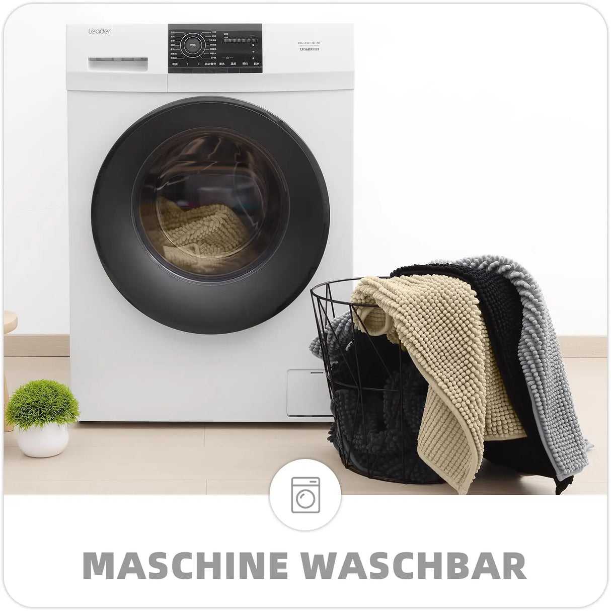 Kitinjoy Chenille Non-slip Washable Quick Drying Bath Mat