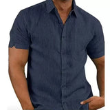 Men's Casual Short Sleeved Cotton Linen Shirts