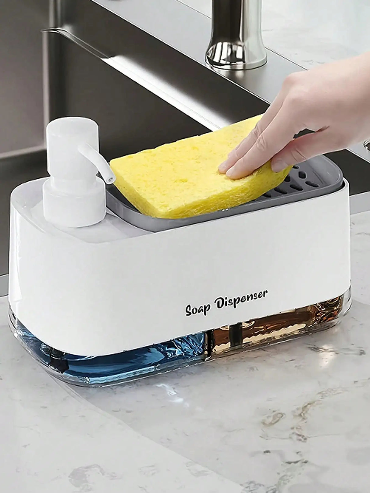 Dish Soap Dispenser with Sponge For Kitchen's