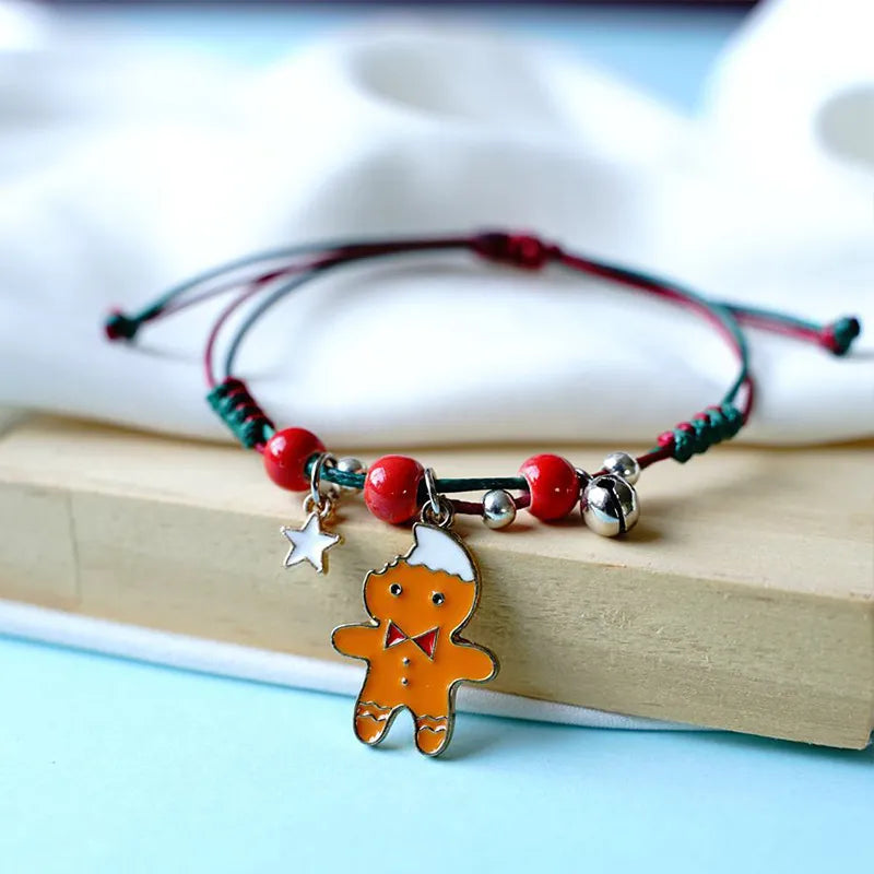 Christmas Pendant Charm Bracelet With Adjustable Rope.