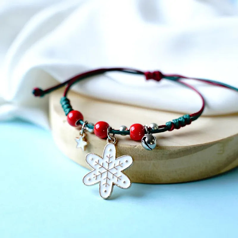 Christmas Pendant Charm Bracelet With Adjustable Rope.