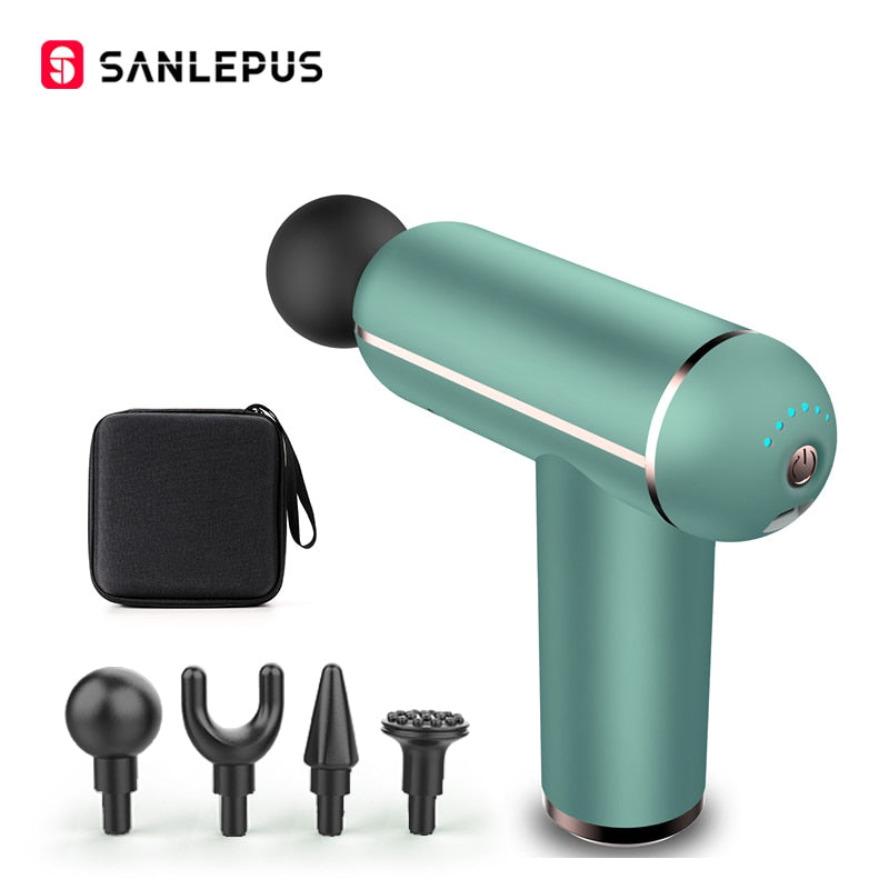 SANLEPUS Portable USB/ LCD deep tissue percussion massage gun for aching muscles.