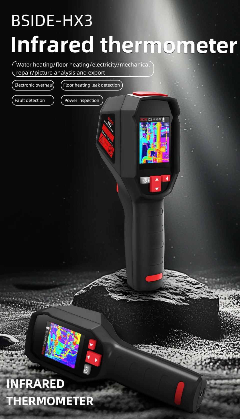 BSIDE Thermal Imager Camera HX1 Laser Thermographic HD Display For Circuit PCB Repair Pipeline Detection Medical Laser position