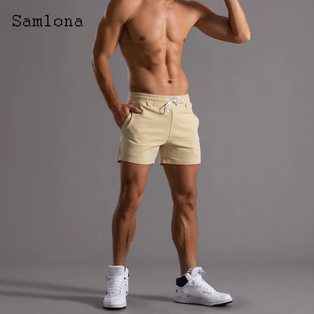 Men's Leisure Shorts With Lace Up And Pockets