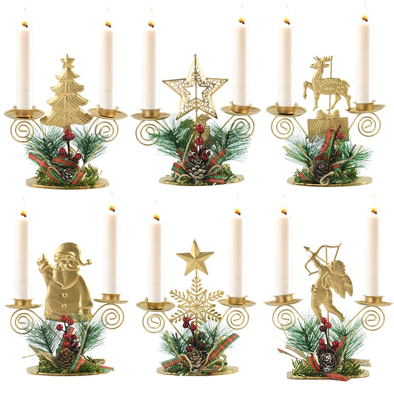 Christmas Wrought Iron Candlestick Holders