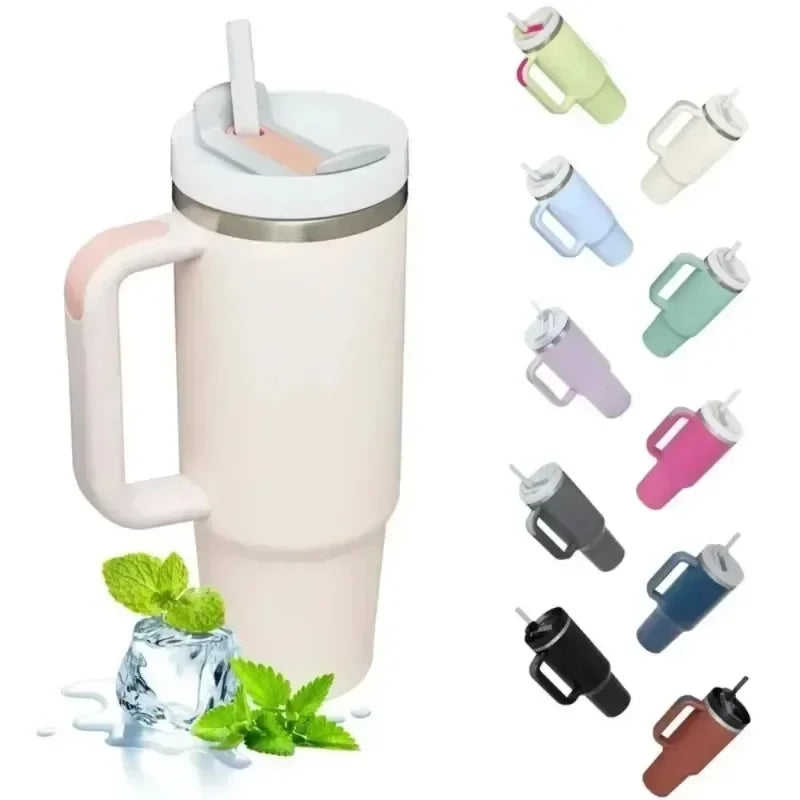 40oz Stainless Steel Insulated Water Bottle with Handle And Straw