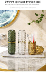Light Luxury Diamond Pattern Travel Cup Toothpaste And Toothbrush Holder