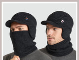 Men Or Women's Knitted Neck Scarf And Hat With Extra Ear Protection