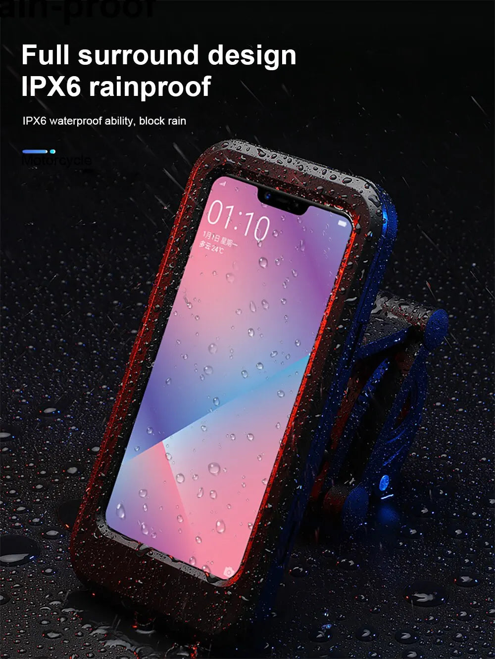 Waterproof Motorcycle/Bike Cellphone Holder With 360 degree Swivel.