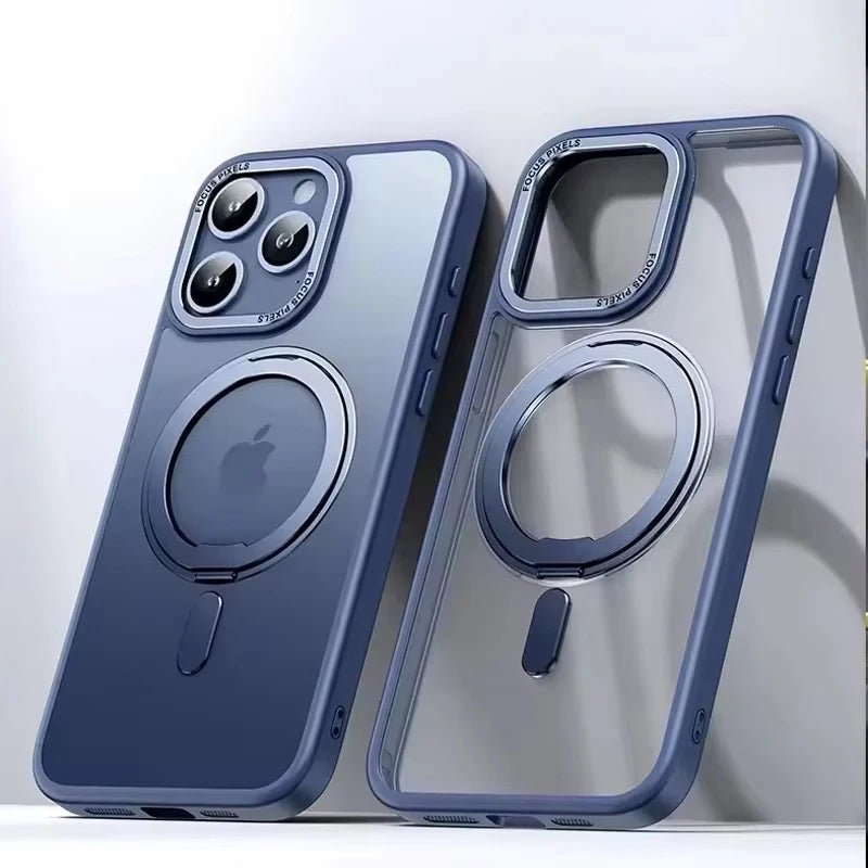 Magnetic 360°Rotation Stand Phone Case For Iphone 12 13 14 15 16 17 Pro Max Plus With Ring Holder