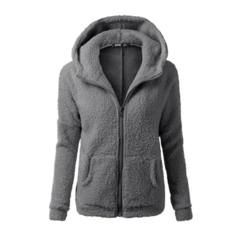 Women 's Winter Lamb Fleece Hoodies With Zipper