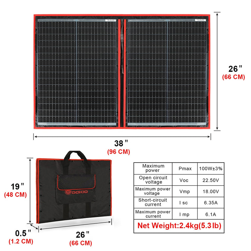 Dokio Flexible/Foldable High Efficiency Solar Panel. 12V 80w 100w 150w 200w 300w Solar Panel Kit