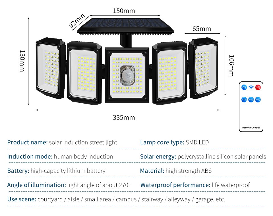 300 LED Motion Sensor Solar Outdoor Waterproof Garden Lights.