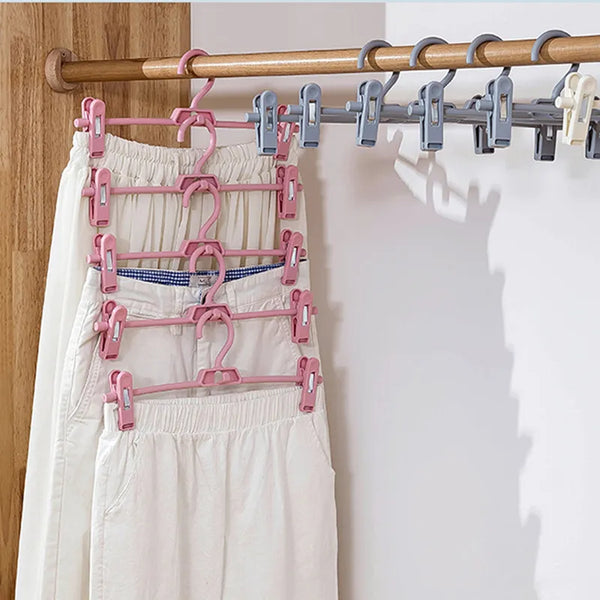 5 PC Wardrobe Space Saving Hanger with Adjustable Plastic Grips.