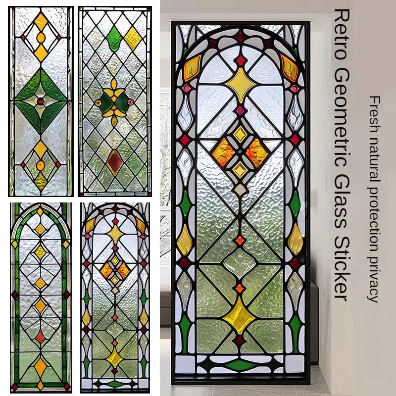 Electrostatic Vintage Stained Glass Window Sticker