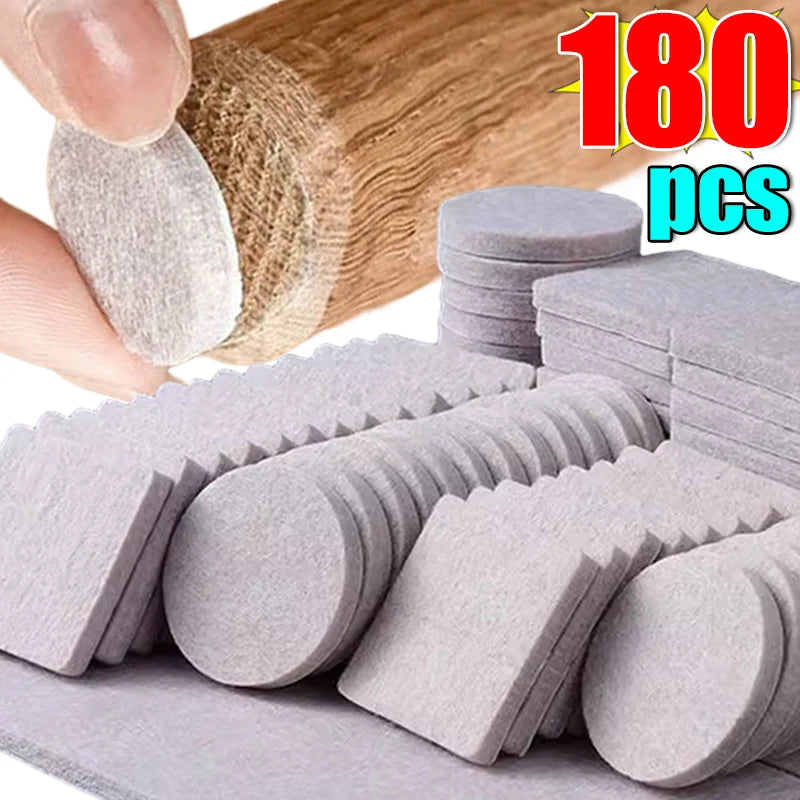 18/180Pcs  Round/Square Felt Adhesive Non-Slip Furniture Pads