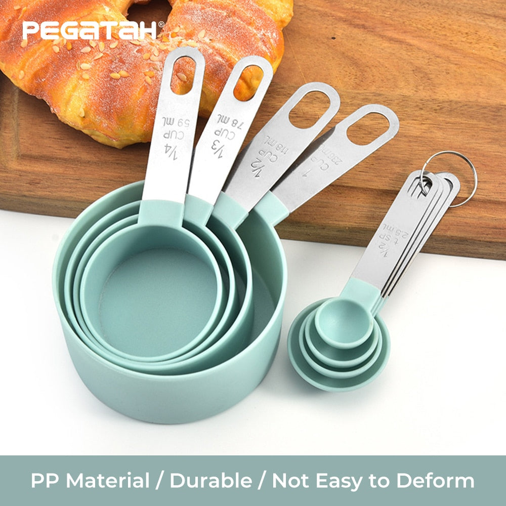 Multicolor 4pcs Stainless Steel Handle Measuring Cup Or spoons.