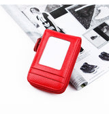 RFID unisex genuine leather business card holder or bank card holder. Secured closer with a zipper.