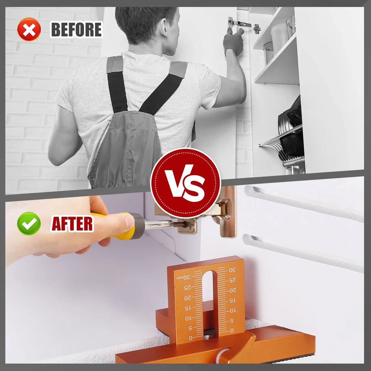 2 in 1 Woodworking Cabinet Door Installation Rebounding Device Drilling Tool