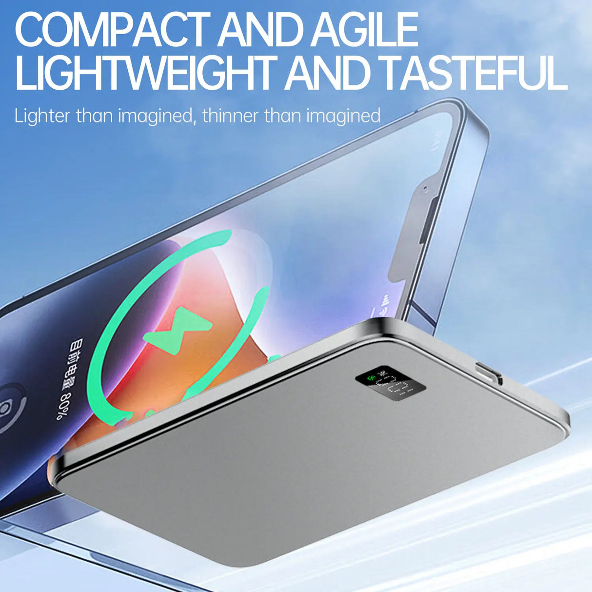 Ultra Thin Fast Charging LED Display Power Magnetic Bank For iPhone Samsung Phone Airpods