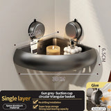 Wall-Mounted Triangle Suction Cup Bathroom Organizer