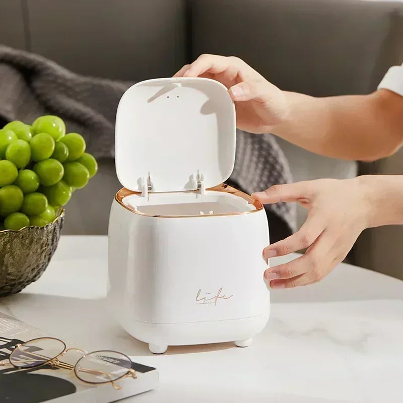 Mini Desktop Trash/Storage Bucket With Press Opener
