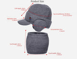 Men Or Women's Knitted Neck Scarf And Hat With Extra Ear Protection
