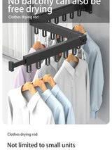 Wall-Mounted Foldable Aluminum Clothes Drying Rack.